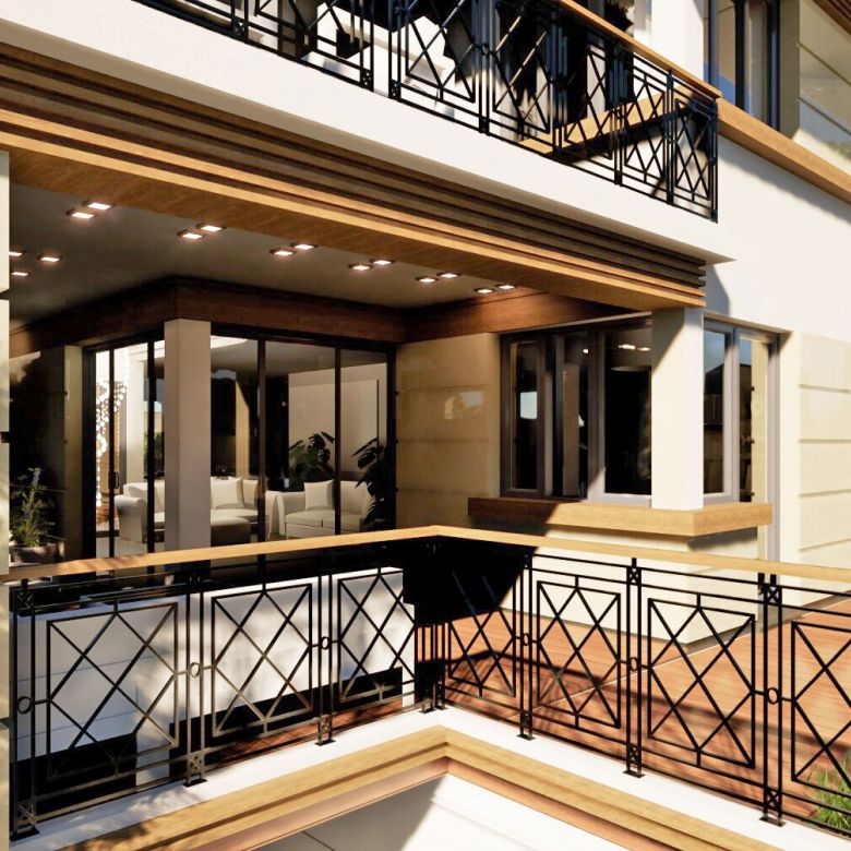 3D Facade with wooden elements Visualization