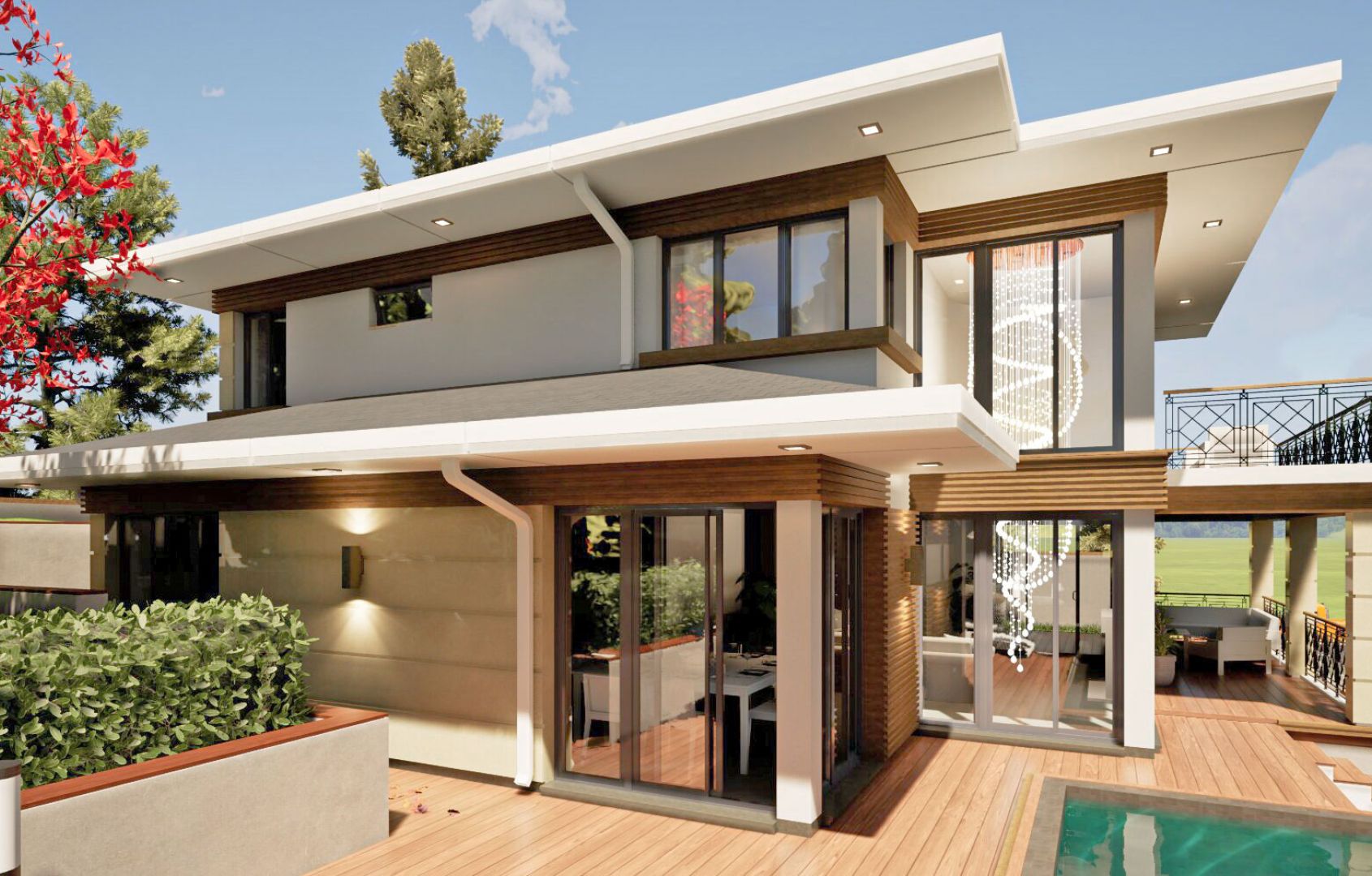 Pool and House 3D Visualization
